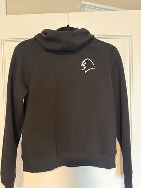 Women's Black Pullover Hoodie with Small White Graphic